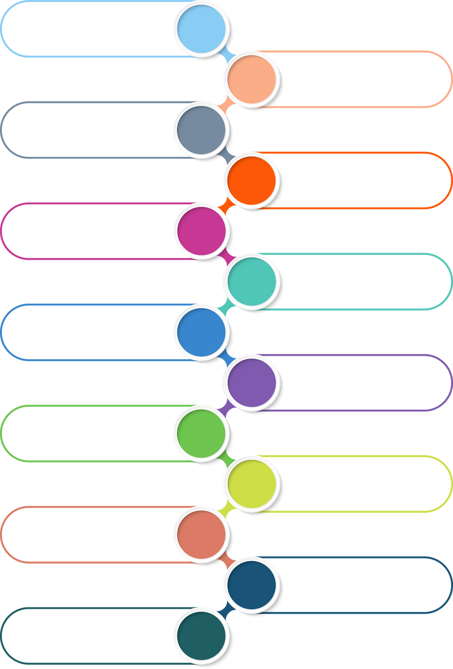 Process infographic with 13 steps, process or options.